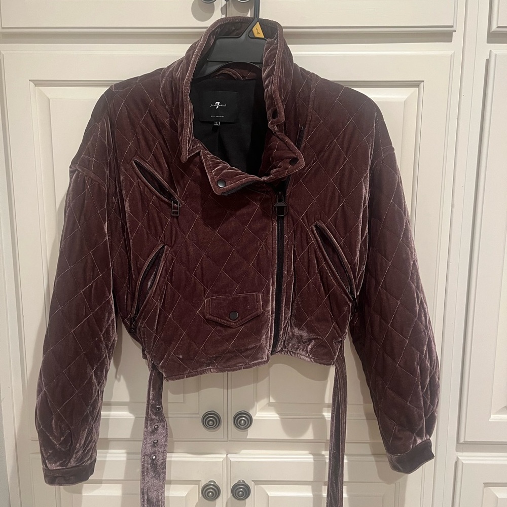 For All 7 Mankind 
Dark Purple Quilted Velvet Jacket